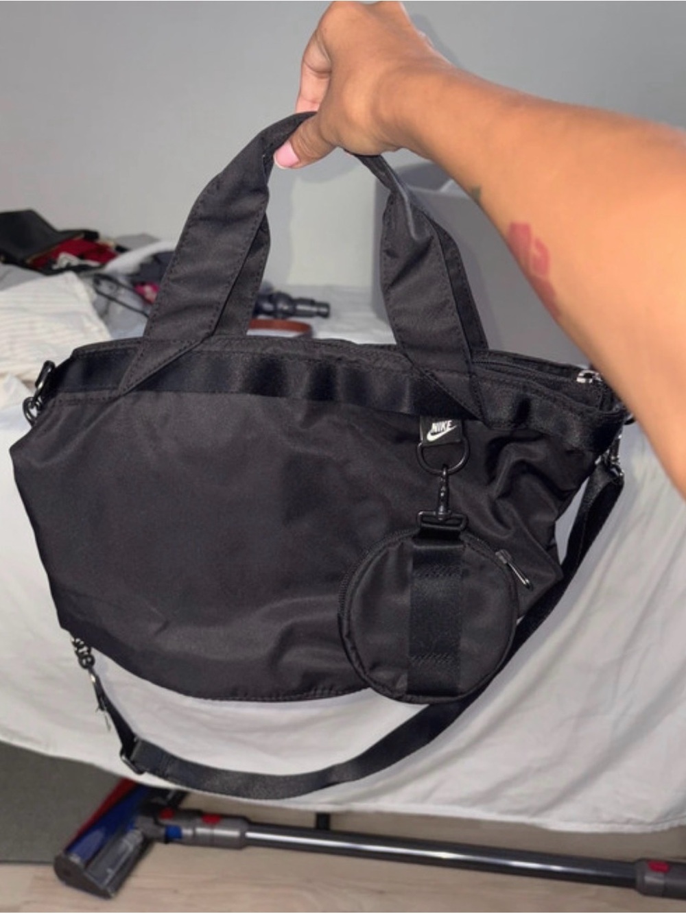 Nike Black Convertible Tote with Detachable Round Pouch